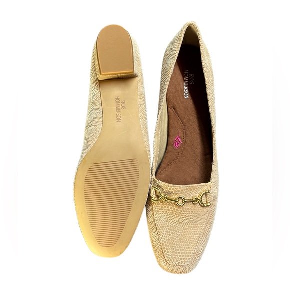 ROS HOMMERSON Nude leather Lizard Print casual dress slip on shoes size 8N NWOB - Picture 4 of 5